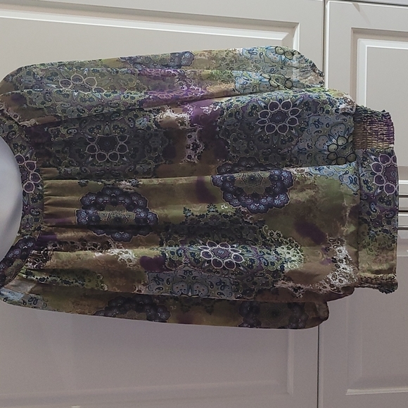 Dressbarn Woman Purple Green Print Sheer Lined Top Blouse 3X - Picture 5 of 12